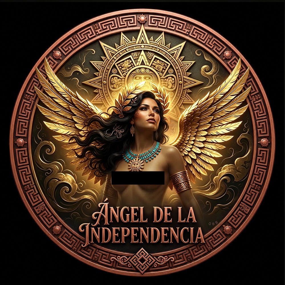 Angel de la Indepedencia Colorized 1 oz .999 Copper Round