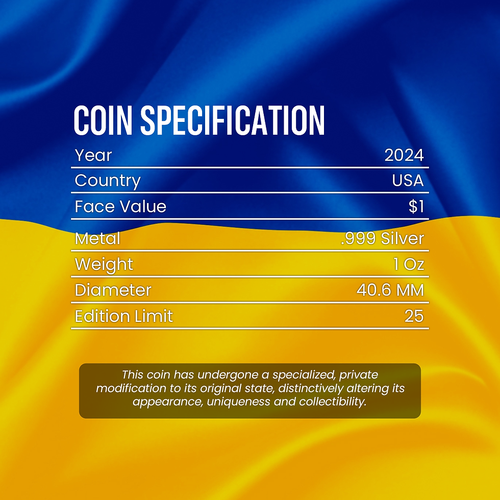 Miniatura: UKRAINE - Flags of the World - 1oz .999 American Silver Eagle- $1 USA 2024