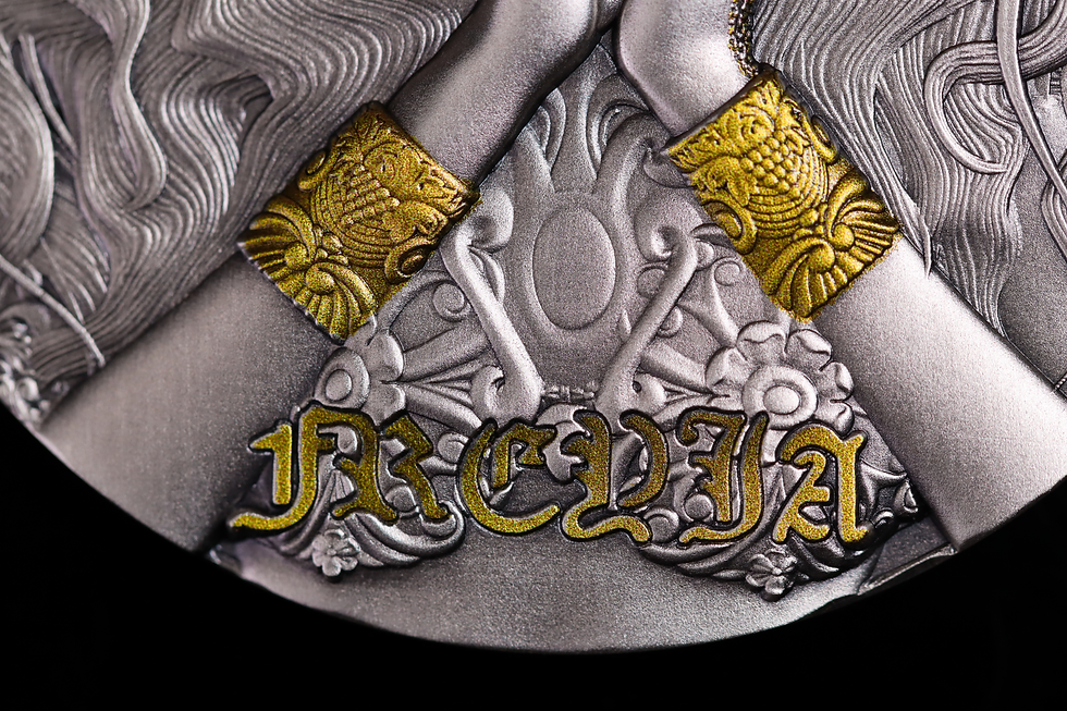 Miniatura: Freyia - Goddess of Gold 2 Oz .999 Silver 2000 Francs Cameroon 2025