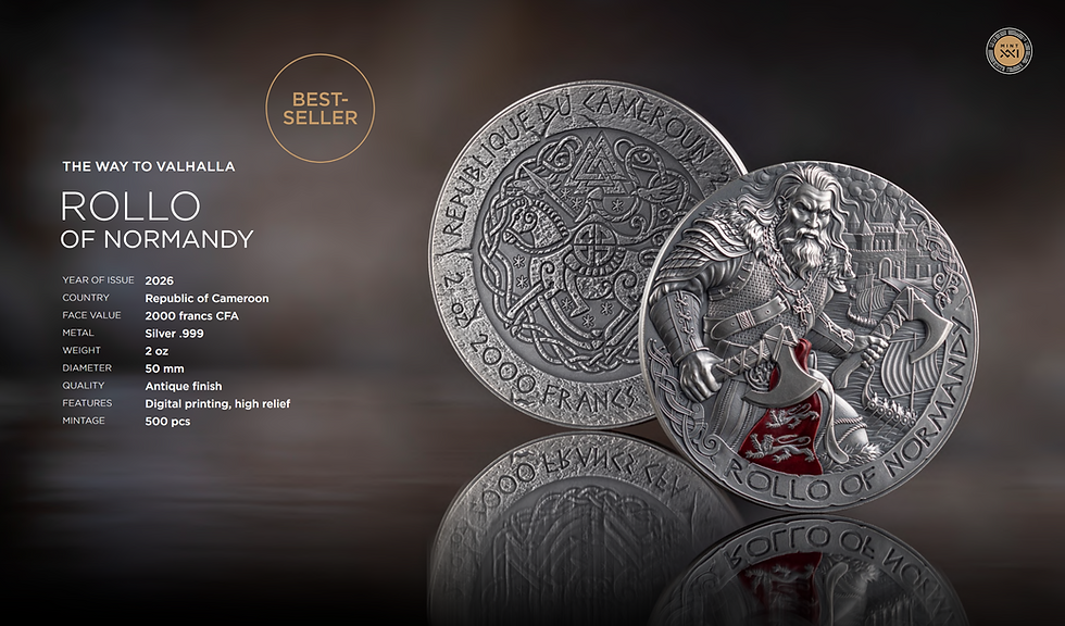 Miniatura: Rollo of Normandy: The Way to Valhalla 2oz Antique finish Silver Cameroon 2026
