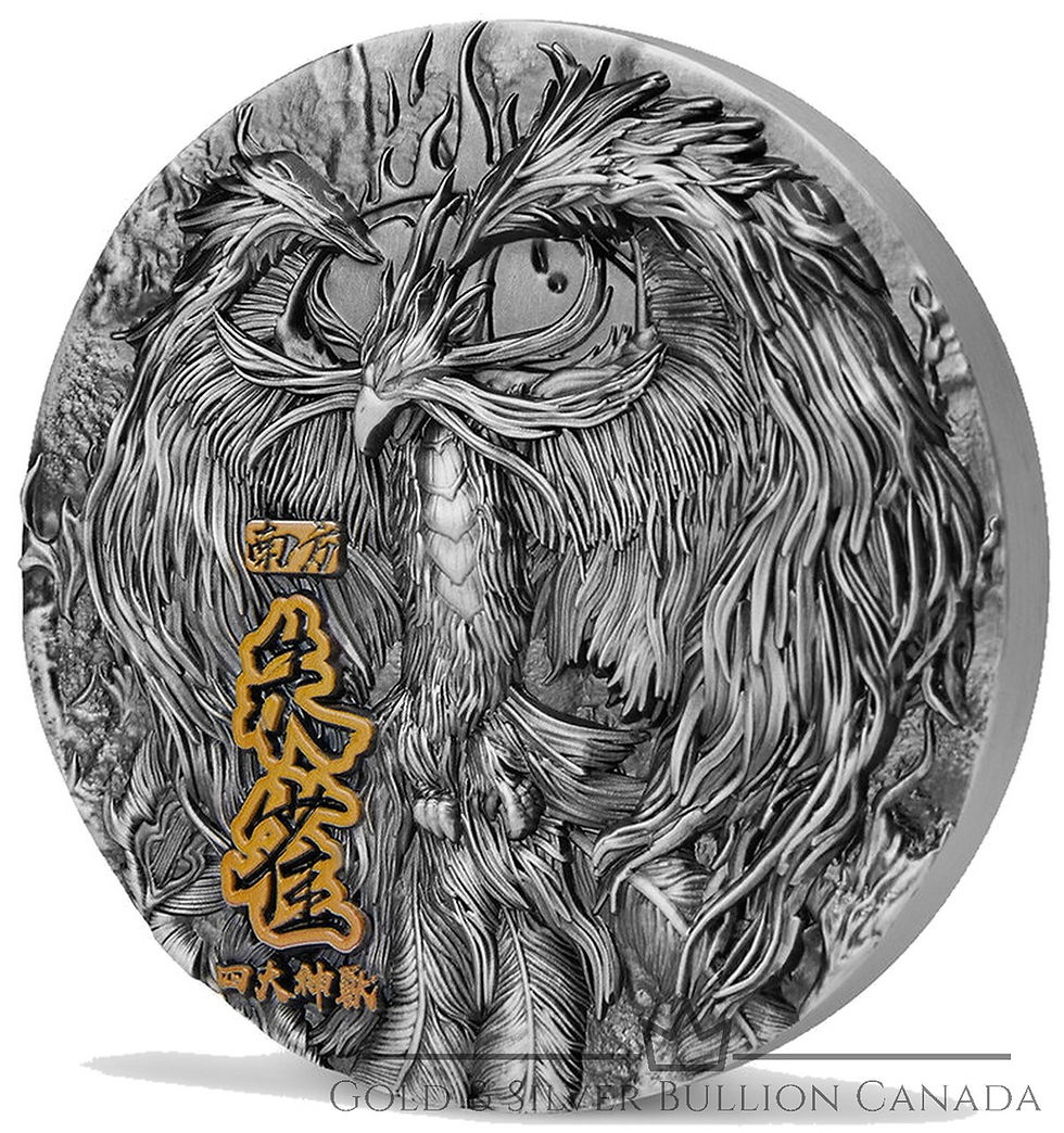 Miniatura: VERMILLION BIRD Quattro Bestie Propiziose Moneta Argento 2 Oz 10000 Franchi Ciad 2021