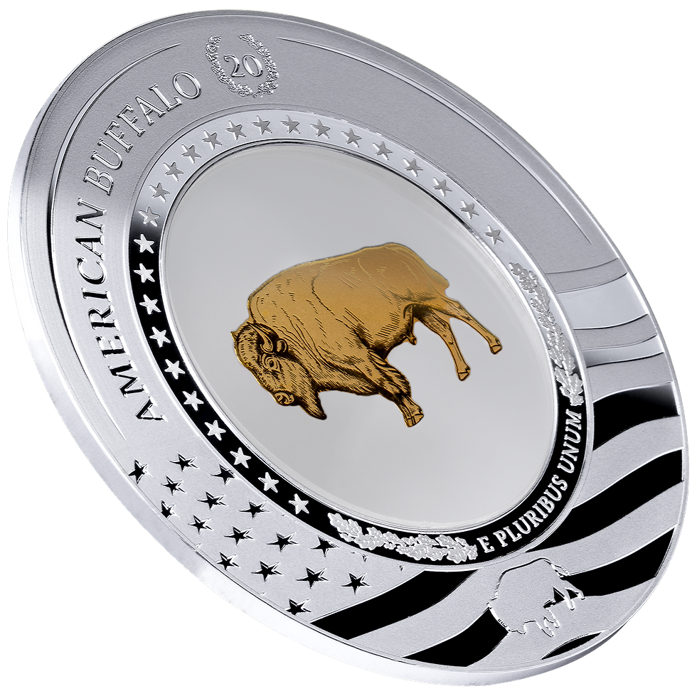 Thumbnail: Embracing Gold Buffalo - 2oz .999 Silver Coin - 5$ Solomon Islands 2026