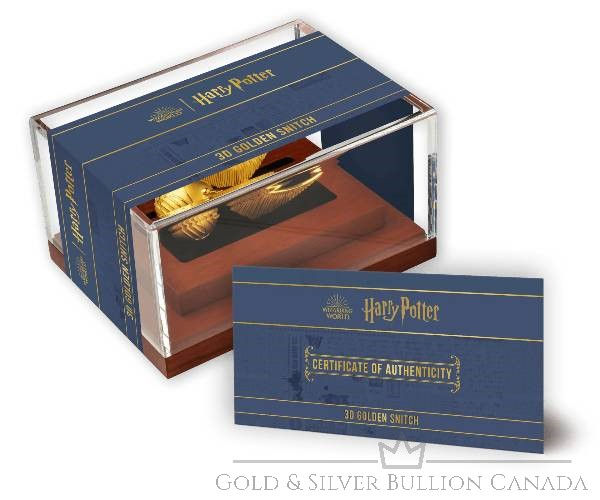 Miniatura: HARRY POTTER 3D GOLDEN SNITCH - 2022 Moneta 3d in argento puro da 3 oz con platino in oro 24 carati