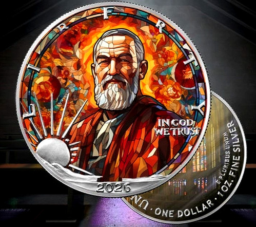 Saint Padre-Pio - Holy Stained Glass - 1oz .999 Silver Coin 1$ USA 2026 ...