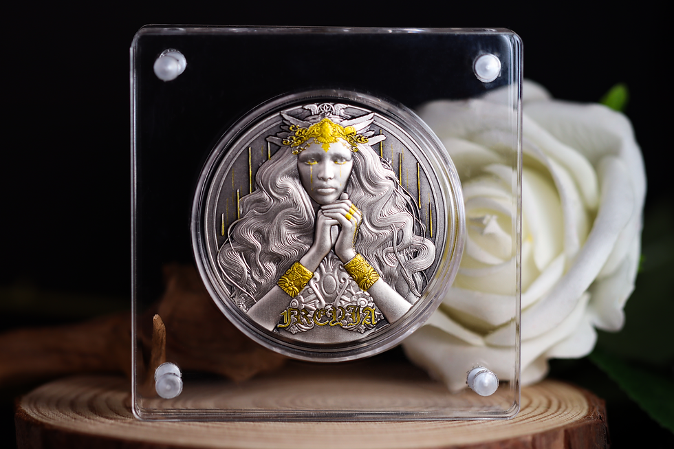 Miniatura: Freyia - Goddess of Gold 2 Oz .999 Silver 2000 Francs Cameroon 2025