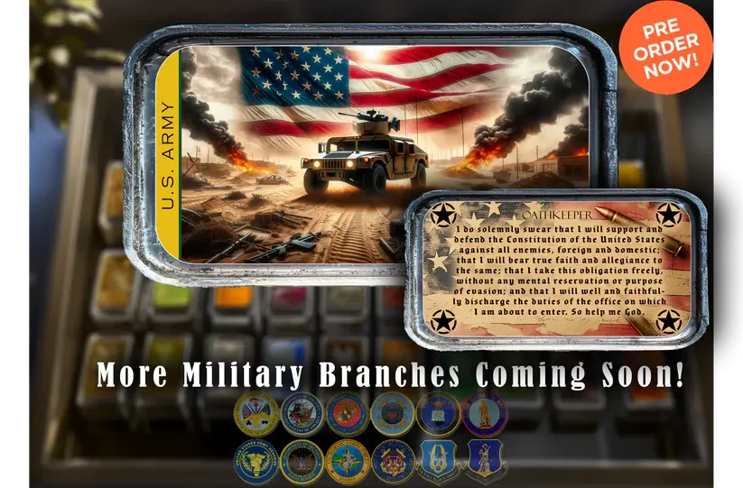 Miniatura: 2024 Army HmmwV Colorized 1oz .999 Silver Art Bar