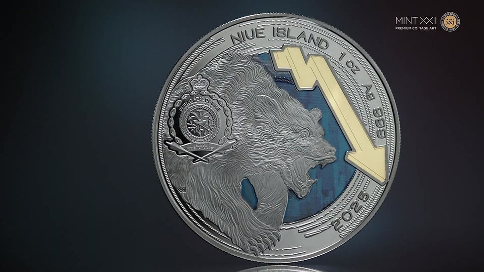 Miniaturbild: Bull and Bear Markets Ruthenium Edition 1 oz Proof-like Silver Coin 2$ Niue 2025