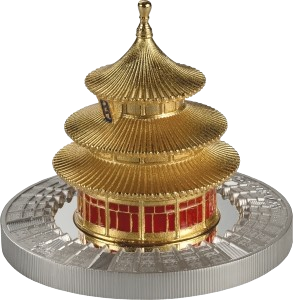 Thumbnail: 3D sculpture – Temple of Heaven 3oz .999 Silver Coin Gold Plated $5 Samoa 2025