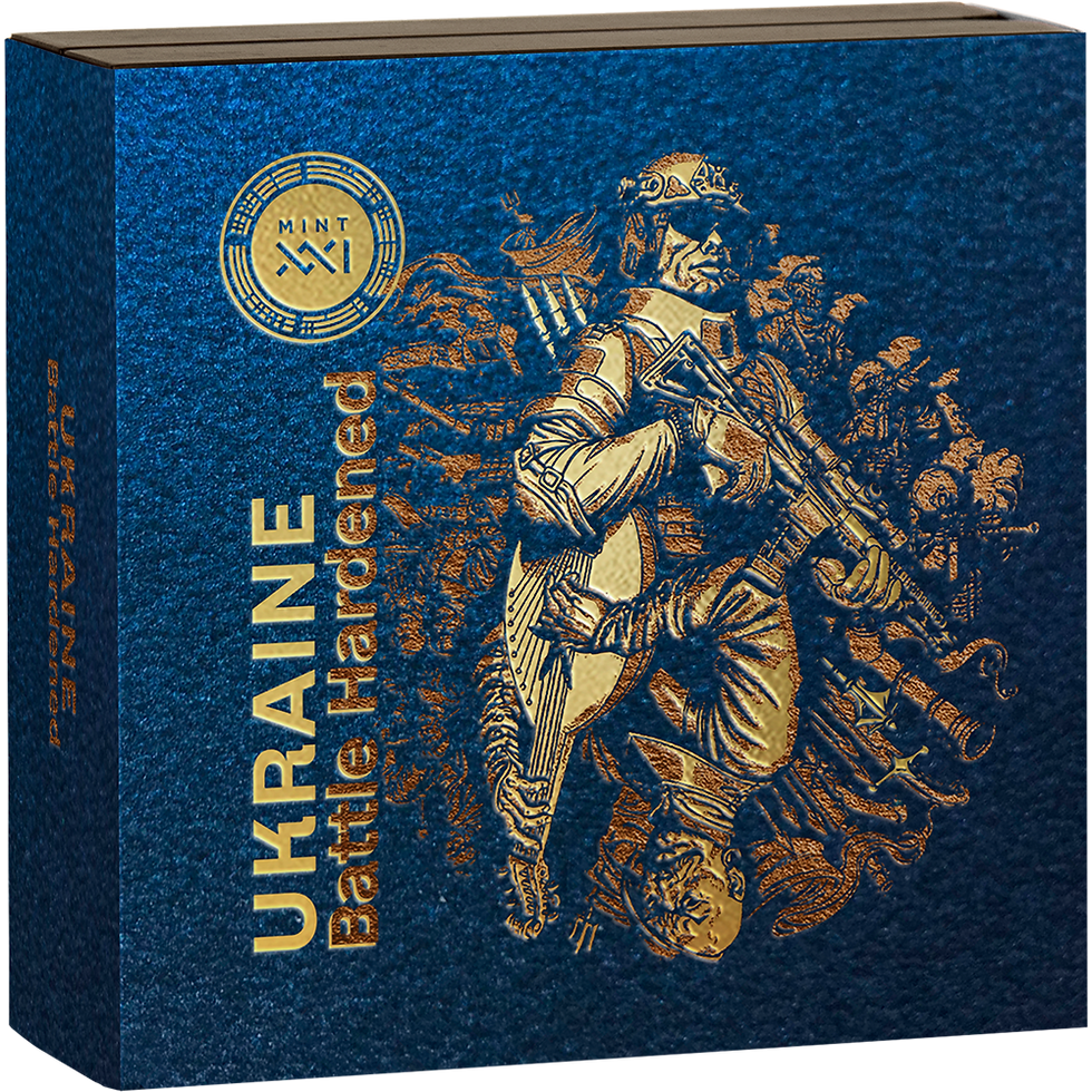 Thumbnail: Ukraine. Battle Hardened 2 oz Antique finish Silver Coin 10 Cedis Ghana 2024