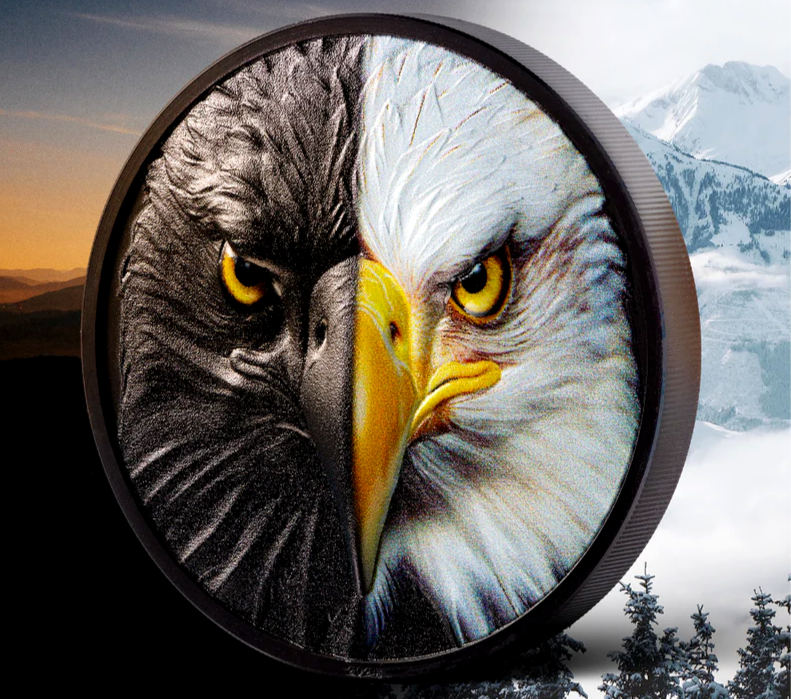 BALD EAGLE Day and Night 3 Oz Silver Coin $20 Palau 2024