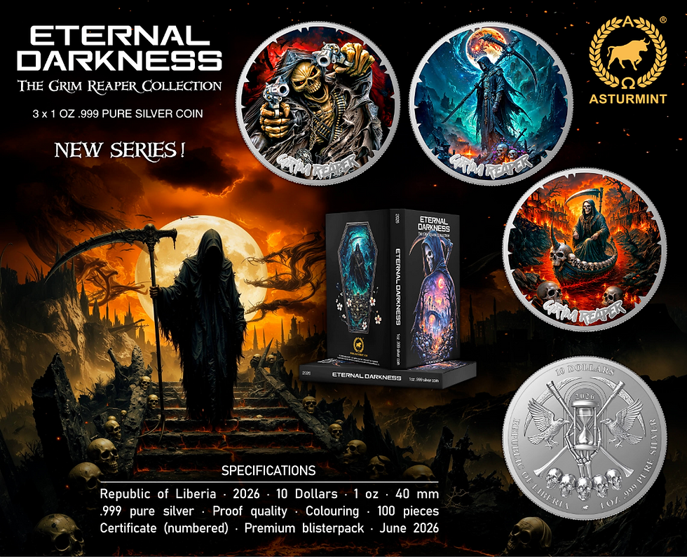 Miniatura: Eternal Darkness - The Grim Reaper Collection - 3 x 1 oz .999 silver Liberia 202