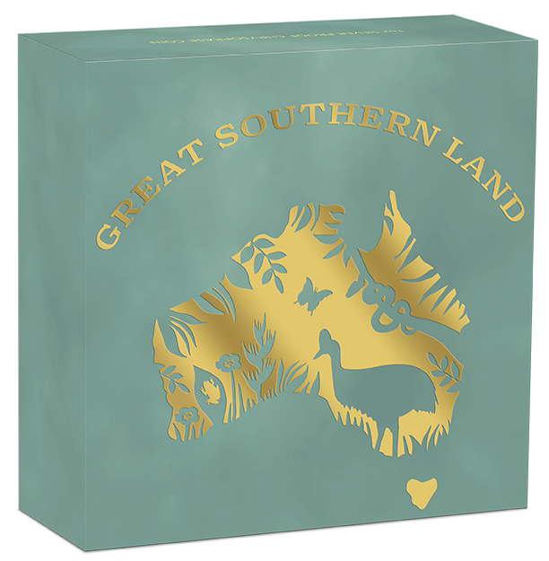 Miniature : Great Southern Land 2024 1oz Silver Proof Chrysoprase Coin $1 Australia 2024