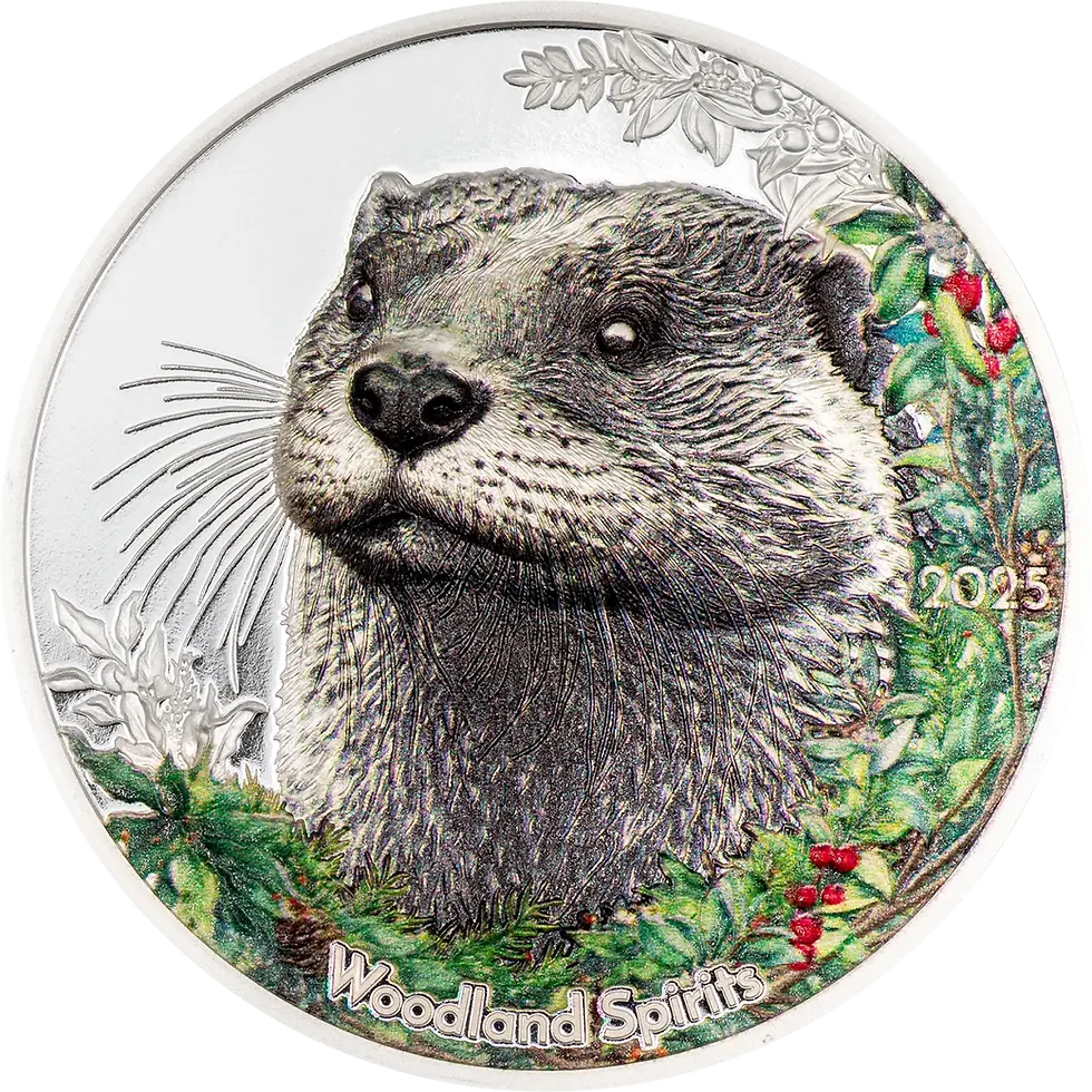 Miniatura: OTTER Woodland Spirit 1 Oz Silver Coin 500 Togrog Mongolia 2025