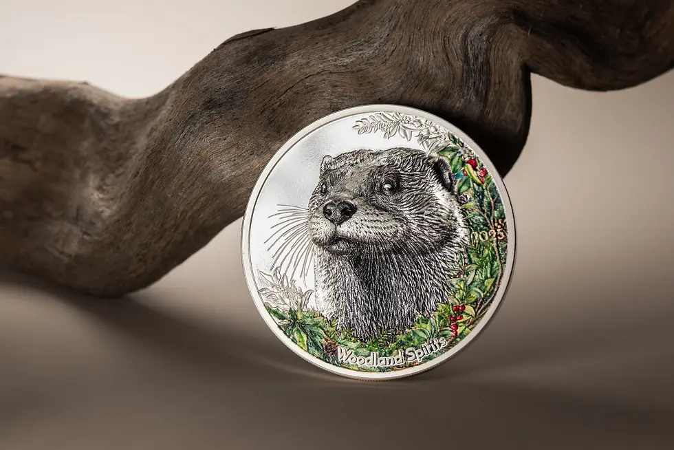 Miniatura: OTTER Woodland Spirit 1 Oz Silver Coin 500 Togrog Mongolia 2025