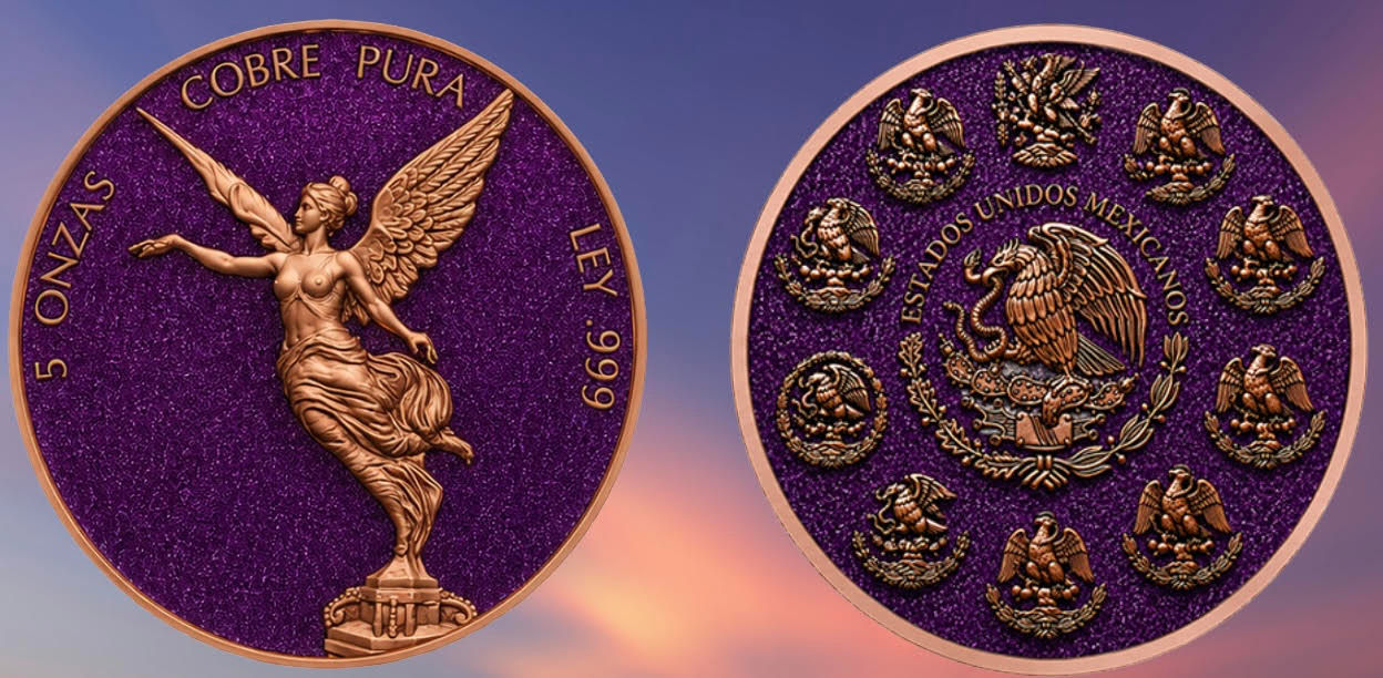Libertad Purple Diamond Dust Colorized 5 oz .999 Copper Medal