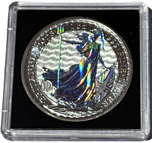 Britannia Hologram 1oz .999 Silver Colorized Coin 2£ Royal Mint