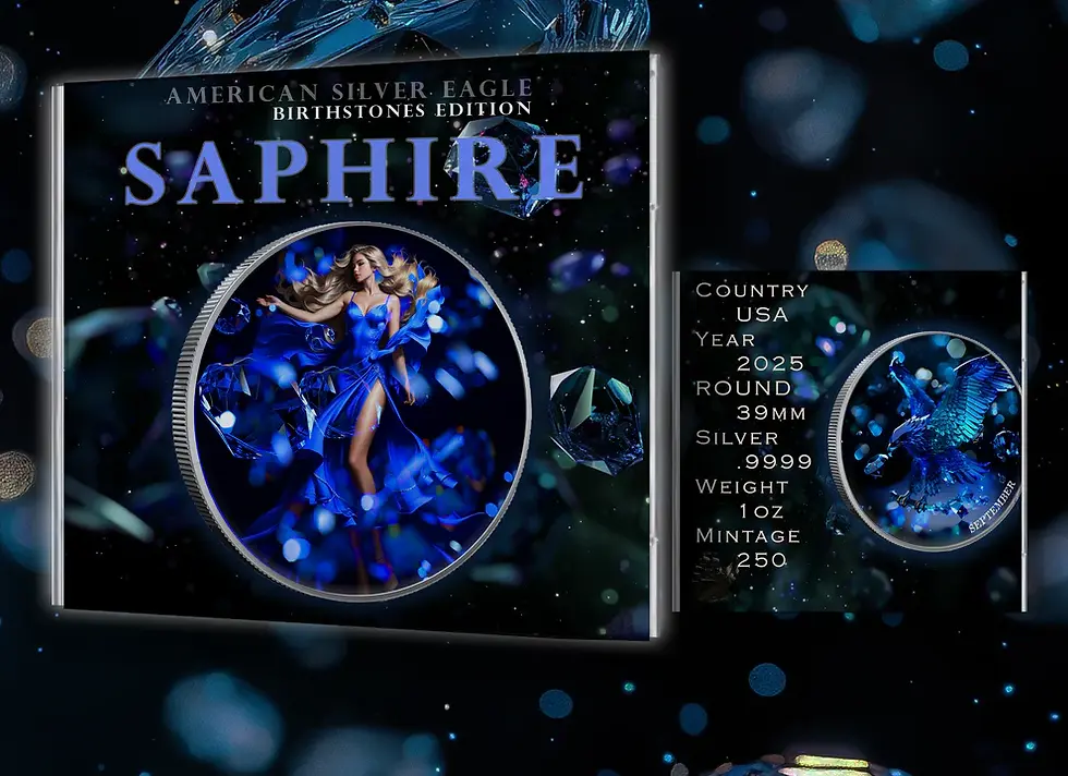 Thumbnail: SEPTEMBER - Sapphire Colorized Birth Month - 1oz .999 Silver $1 USA American Eag