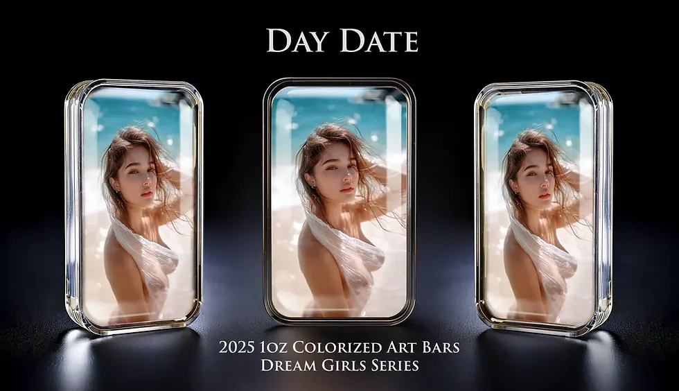 Thumbnail: 2025 Colorized 1oz .999 Silver Art Bar Dream Girl Series "Day Date"
