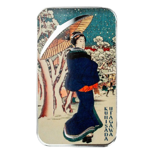 Thumbnail: Scottdale Mint Merry Christmas Winter Geisha Colorized 1 oz Silver Bar