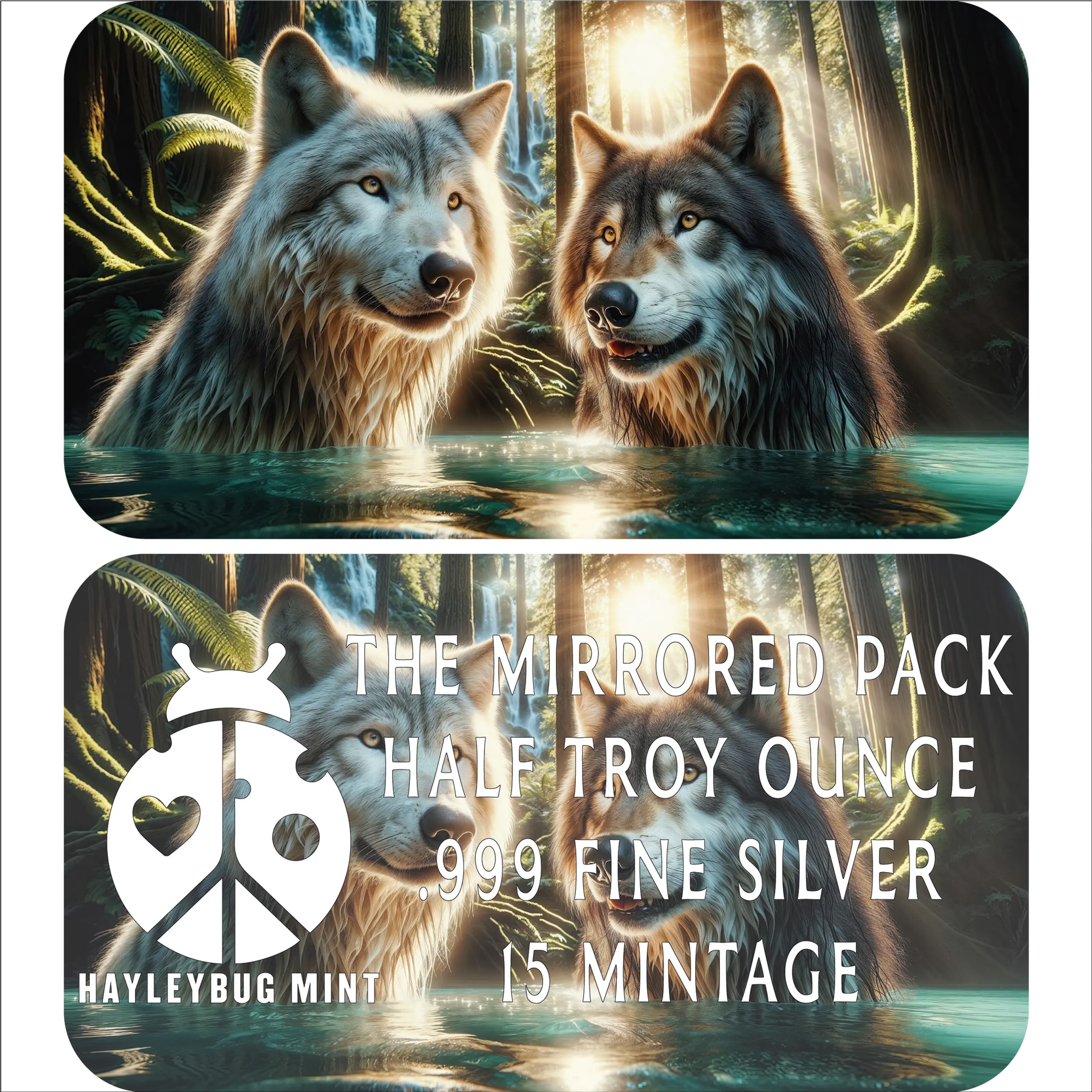 THE MIRRORED PACK by Hayleybug Mint Half Troy Ounce 999 Fine Silver Art Bar
