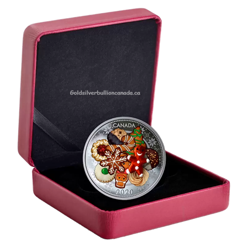 Thumbnail: 2020 Canadian $20 Murano Holiday Cookies - 1 oz Fine Silver Coloured Coin