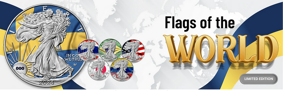 Miniature : FRANCE - Flags of the World - 1oz .999 American Silver Eagle- $1 USA 2024