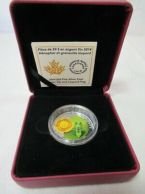 Miniature : CANADA 2014 Fine Silver Coin - Venetian Glass Frog - Water Lily Murano