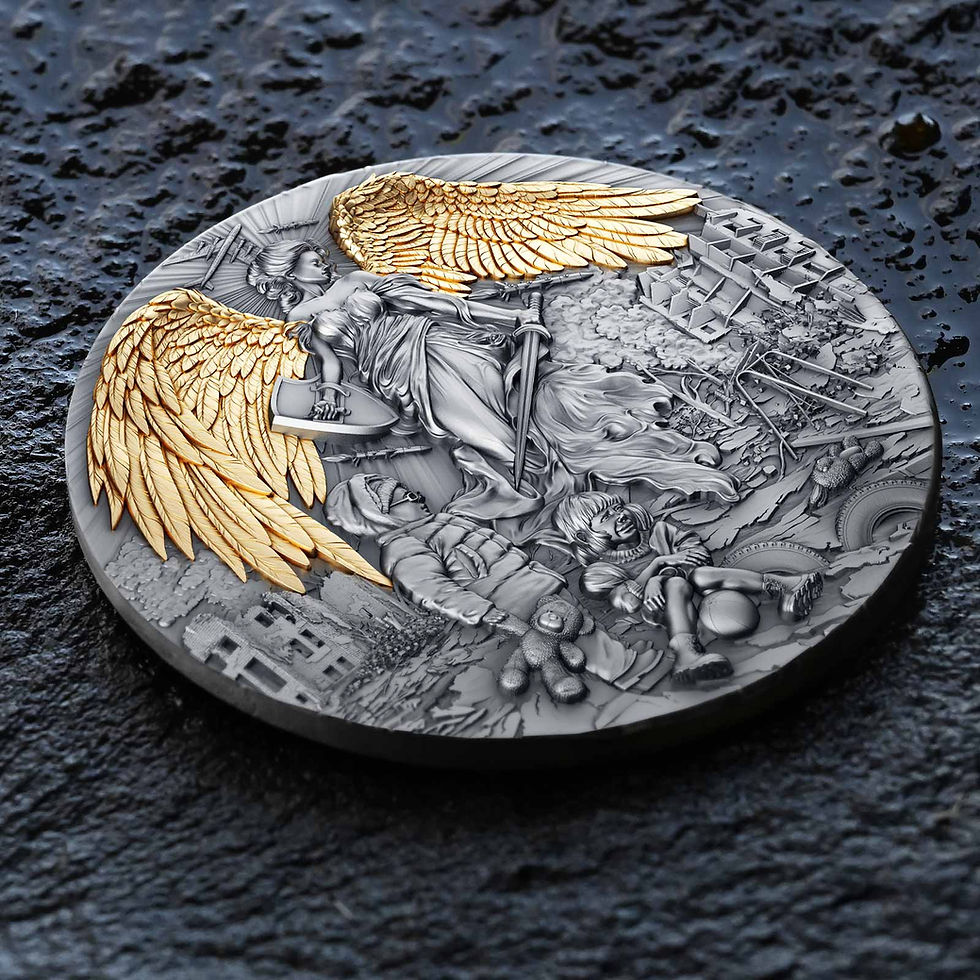 Miniature : GUARDIAN ANGEL 2 Oz High Relief Antique Finish Silver coin Cameroon 2023