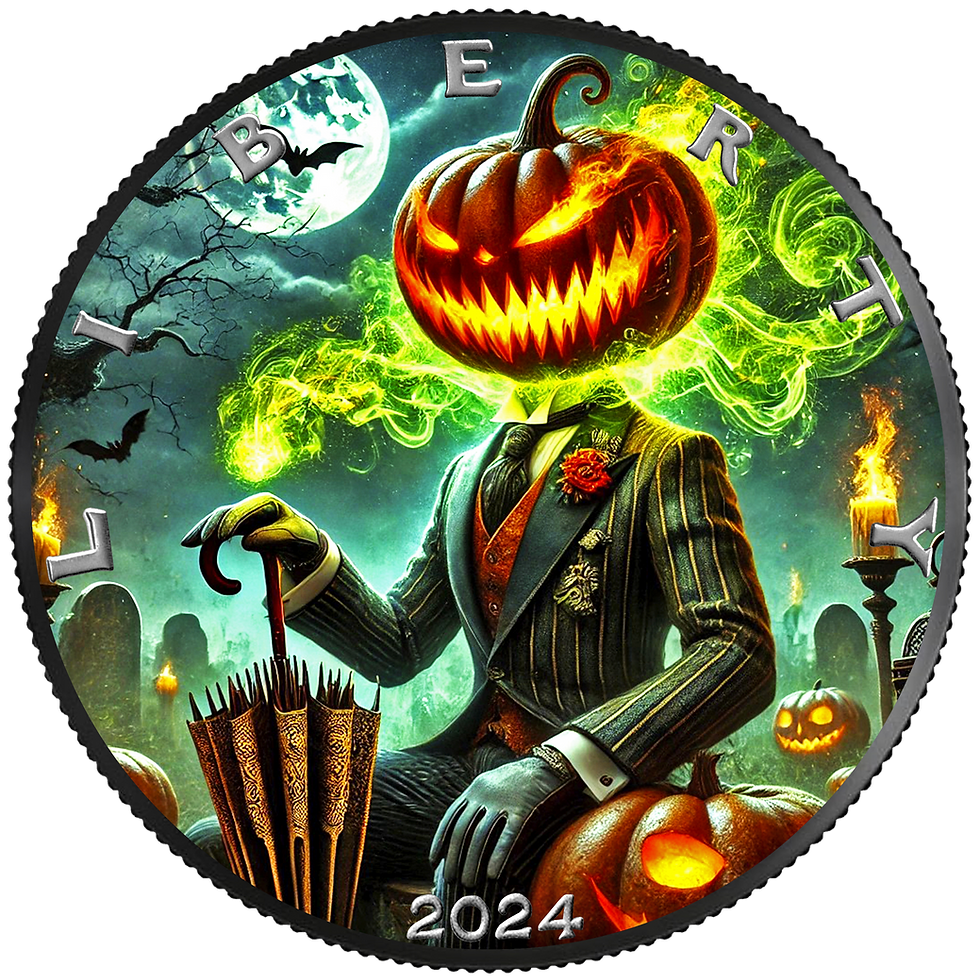 Miniatura: Halloween - 1oz .999 Silver American Eagle Colored - $1 USA 2024