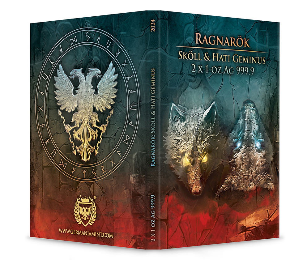 Miniatura: Ragnarok: Skoll & Hati Geminus 2 x 1oz Silver BU 5 Mark Germania Mint 2024
