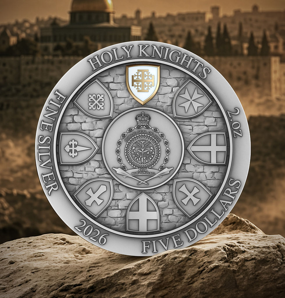 Miniature : Jerusalem Knights: Holy Knights series - 2oz .999 Silver Coin - 5$ Niue 2026