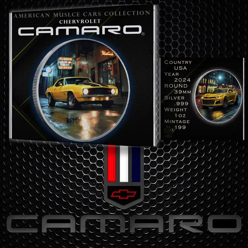 Miniaturbild: CAMARO Past and Present Muscle Cars of America 1 Oz Silver Coin 1$ USA 2024