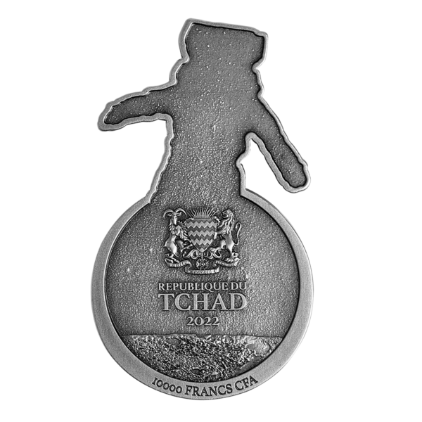 Miniatura: ASTRONAUT ON THE MOON 2 oz .999 Silver Coin 10000 Francs CFA Chad 2022