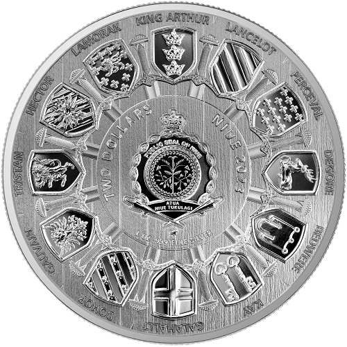Miniatura: ARTHUR PENDRAGON CAMELOT - 1 oz Bullion Proof Silver Coin $2 Niue 2023