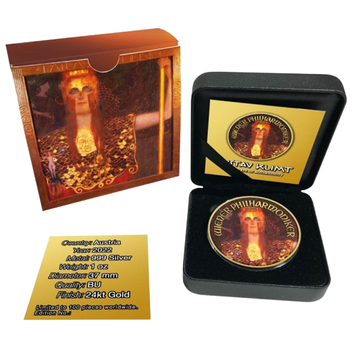 Miniatura: Gustav Klimt Malarstwo Pallas Athene Koloryzowane 1 uncja Srebrna Filharmonia 2022
