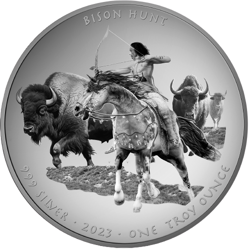 BISON HUNT Native American Silver Dollars 1 Oz Silver Coin 1$ Sioux Nation 2023
