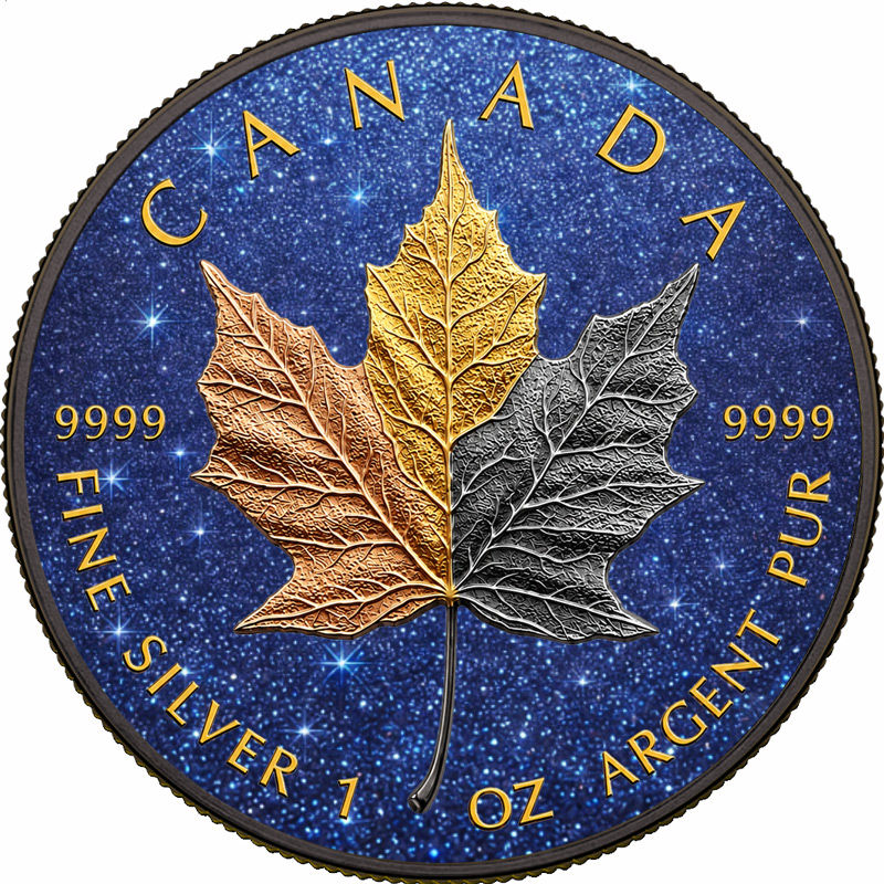 Miniaturbild: THREE METALS ONE NATION Maple Leaf - 1 Oz Silver Coin - 5$ Canada 2026