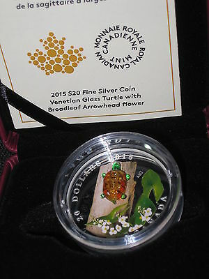 Thumbnail: 2015 Canada $20 Murano Venetian Glass Turtle 1oz Silver Proof Coin