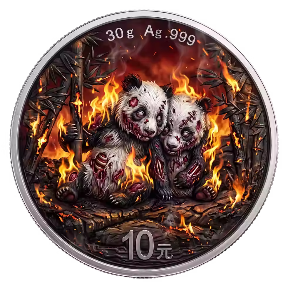 Miniature : 2026 China Panda Burning Zombie Edition 30g Silver Coin