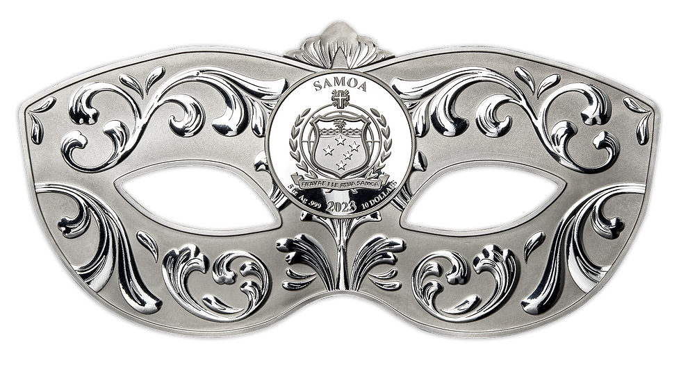 Miniature : VENETIAN MASK 5 Oz Silver Coin 10$ Samoa 2023