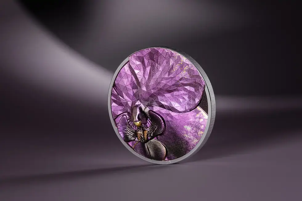 Miniatura: Bionics: Orchid - 1oz 999.9 Obsidian Black Silver Coin - 5$ Cook Islands 2026