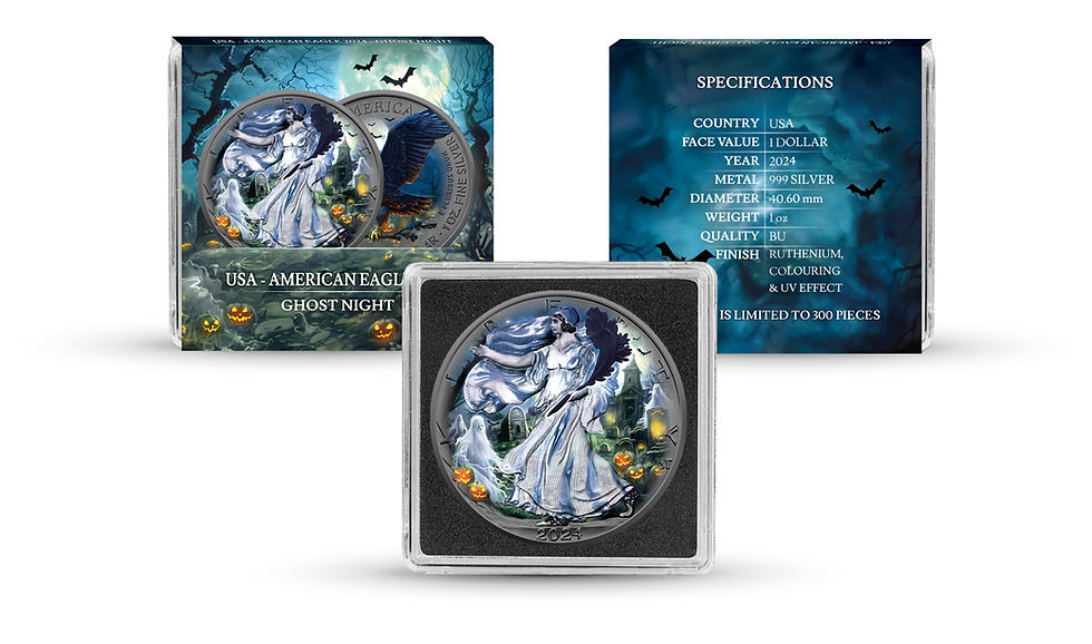 Thumbnail: Ghost Night - Halloween 1oz .999 Silver American Eagle $1 USA 2024