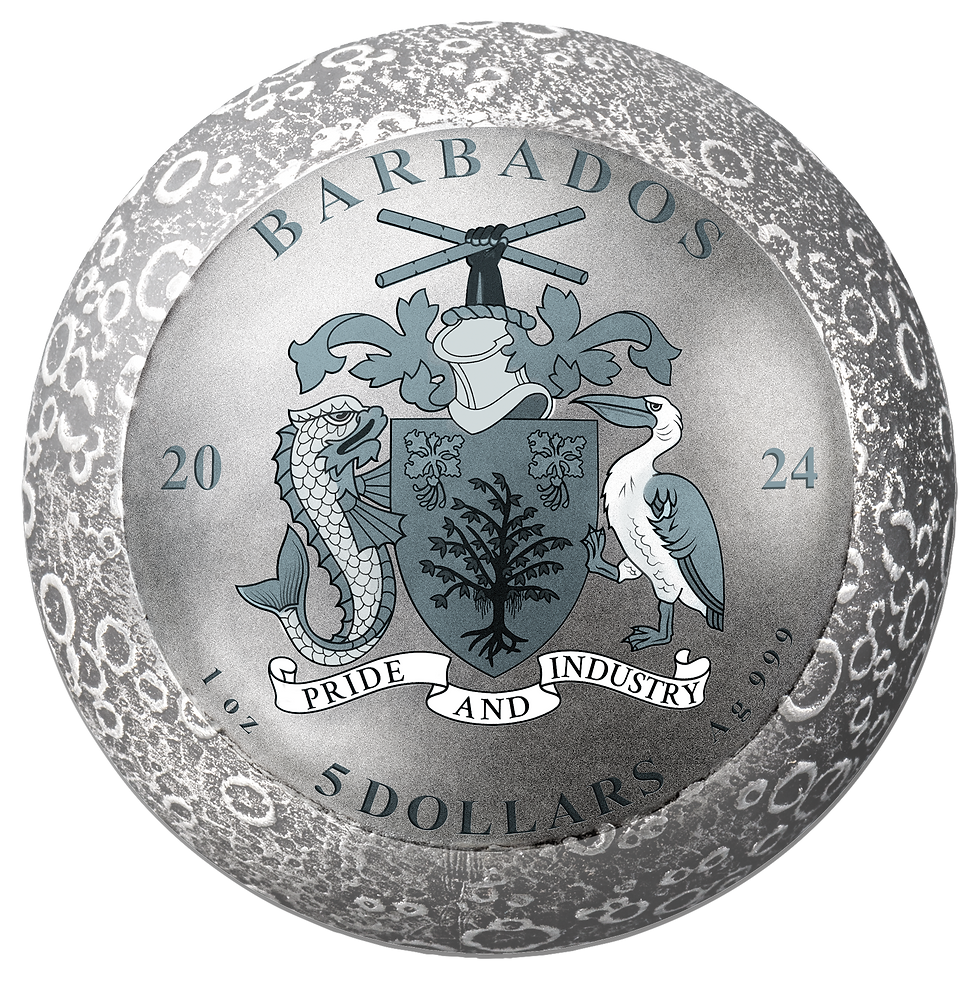 Miniature : MOON LANDING Apollo 11 55th Anniversary 1 Oz Silver Coin 5$ Barbados 2024