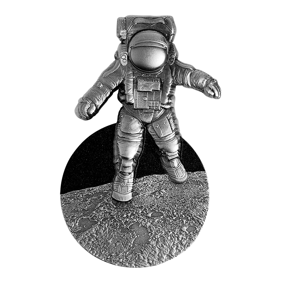 Miniatura: ASTRONAUT ON THE MOON 2 oz .999 Silver Colored Coin 10000 Francs CFA Chad 2022
