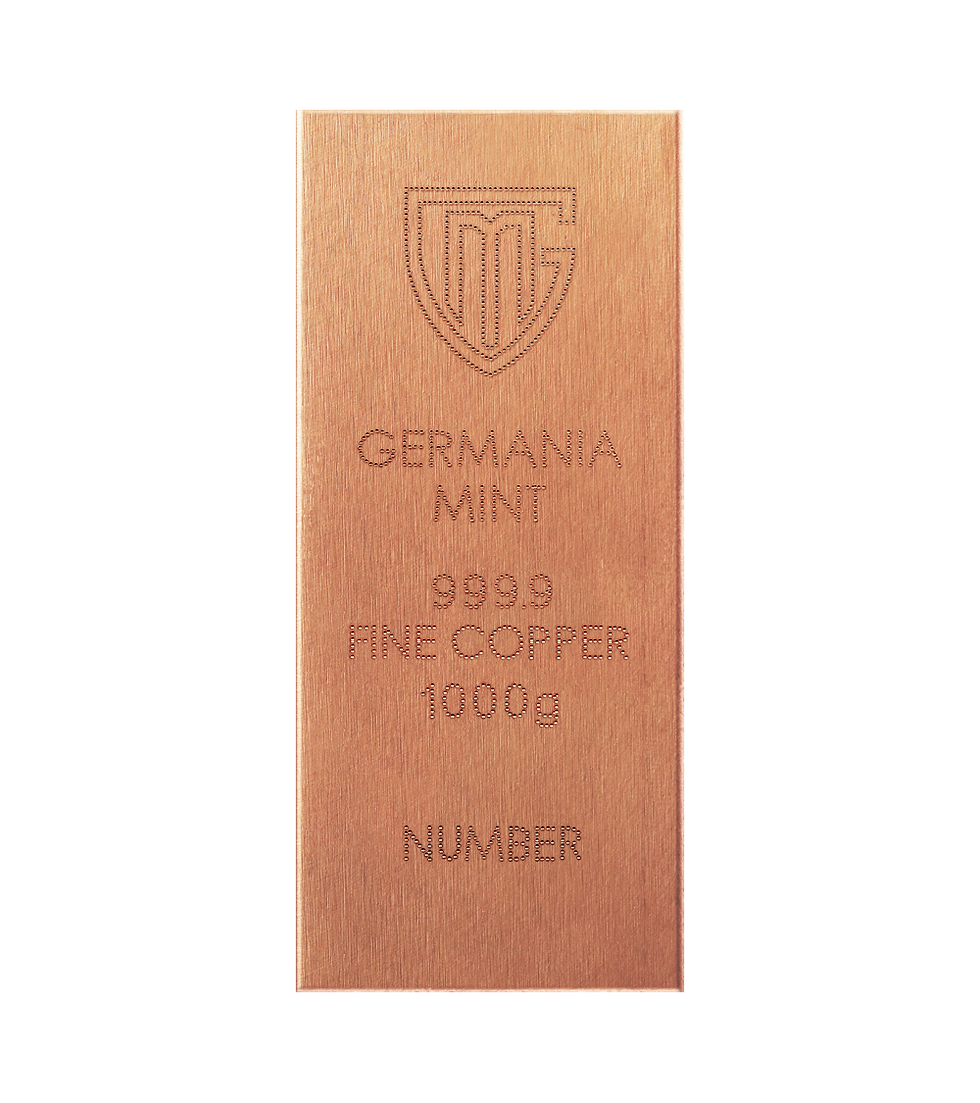 Miniatura: Copper bar Cu999.9 Germania Mint - 1000g Raw Bar