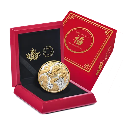 Miniatura: WATER DRAGON 5 Oz Silver Coin 50$ Canada 2025