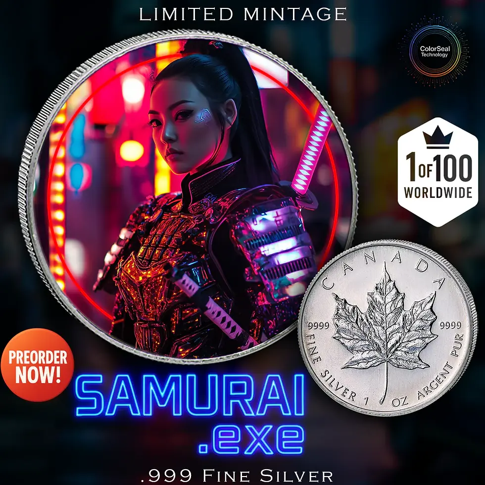 Miniatura: Samurai.exe - 1 Oz 999.9 Silver Coin 5$ Canada 2025