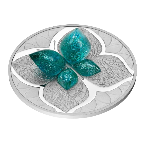 Miniatura: CRYSTAL BUTTERFLY 1 Oz Silver Coin 2$ Niue 2024