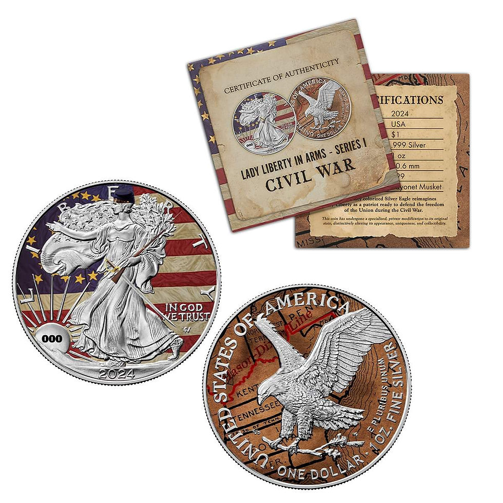 Thumbnail: 2024 U.S. Eagle Lady Liberty in Arms - Civil War Edition 1 oz Silver Coin