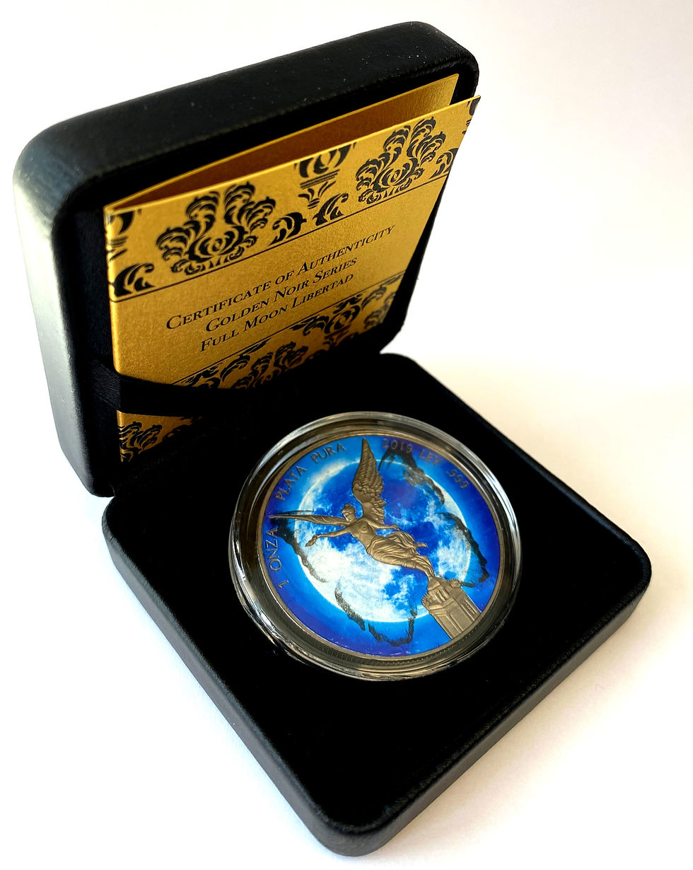 Miniatura: FULL MOON 1 Oz Colorized & Ruthenium plated Libertad coin Mexico 2019